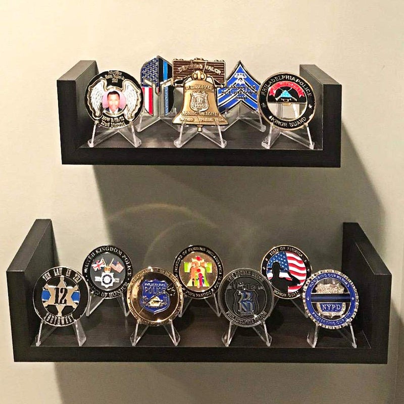Hipiwe 15 Packs Acrylic Easel Stands Clear Mini Coin Display Easel Holder for Displaying Air-Tite Coins Pocket Watches Capsules Challenge Medals Casino Chips,2.16 Inch Tall - Image 3